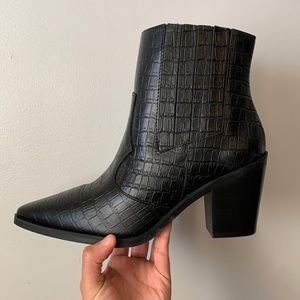 Black Leather Waterproof Booties; Blondo